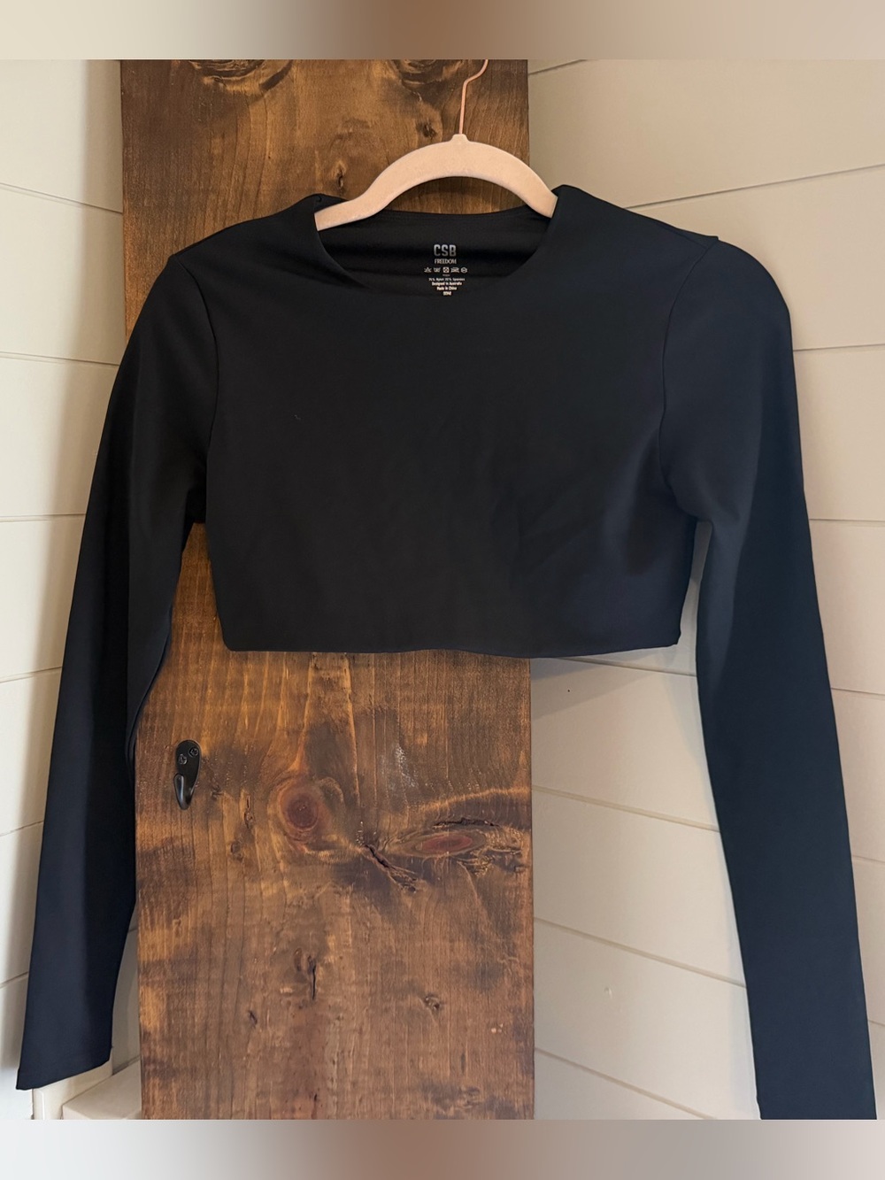 CSB Black Long Sleeve Cropped Athletic Top